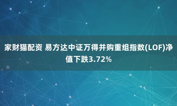 家财猫配资 易方达中证万得并购重组指数(LOF)净值下跌3.72%